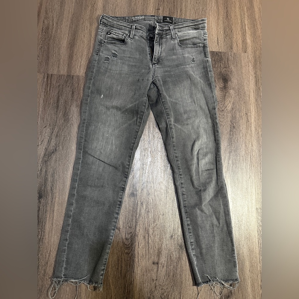 AG Adriano Goldschmied Stevie Capri Gray Distressed Skinny Jeans Size 27